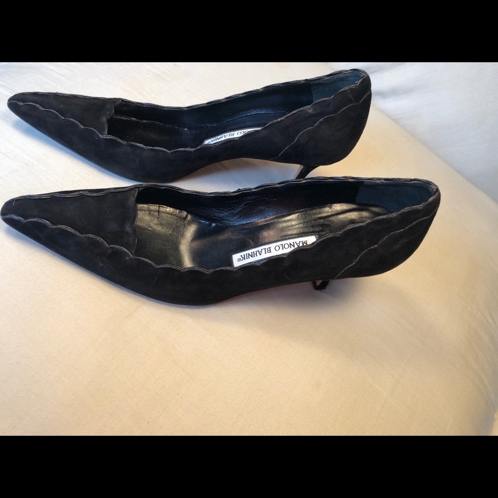 Manolo Blahnik black suede 3 inch heels used